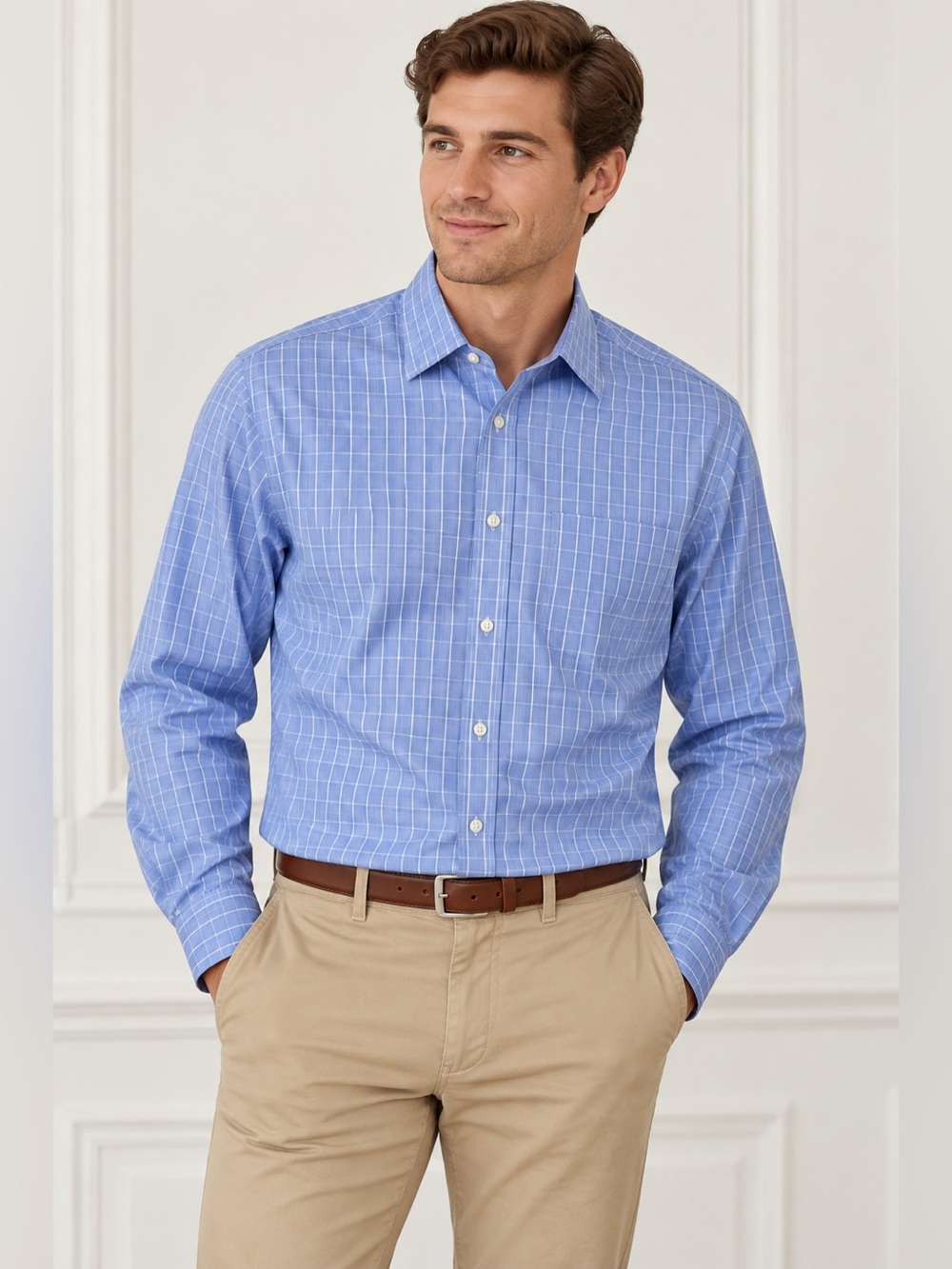 Brooks Brothers 1818 Regent Blue Check Dress Shirt 15.5 34/35